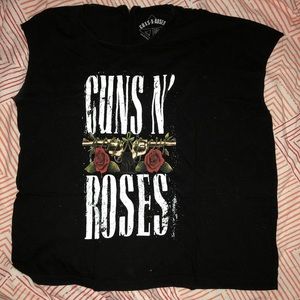 Guns and Roses T-Shirt with Asymmetrical Shoulders